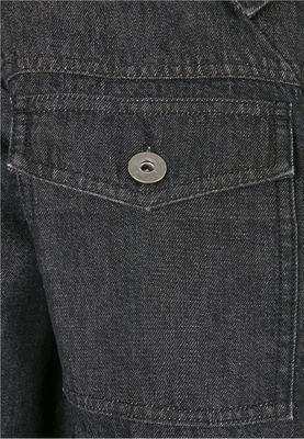 Black denim jacket in oversize model women