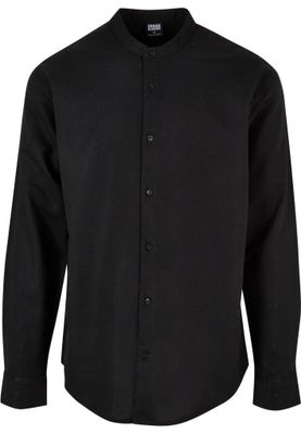 Cotton Linen Stand Up Collar Shir