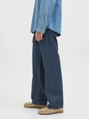 Baggy fit jeans med blå twillväv-struktur - ALEX