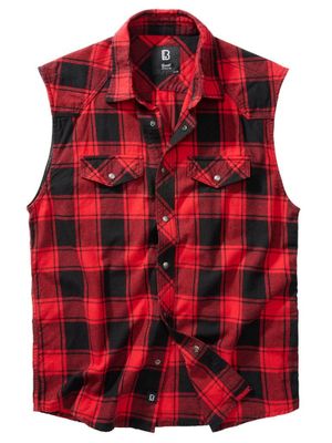 Sleeveless flannel shirt red/black