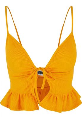 Spaghetti-strap peplum top with tie