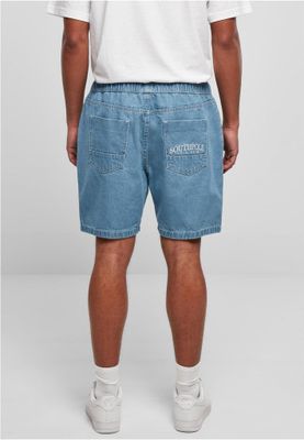 Jeansshorts med manchetter i taljen - blå