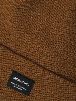 Brun ribbstickad mössa Jack & Jones