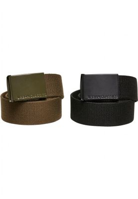 Colored Buckle Canvas Belt 2-Pack