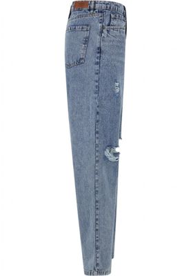 Ladies Distressed 90's Wide Leg Denim Pants