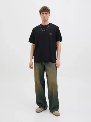 Loose Fit Svart T-shirt i 100% Bomull för Man