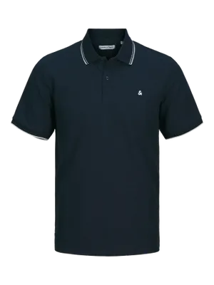 Marinblå pikétröja med vita detaljer – Jack & Jones Plus Size