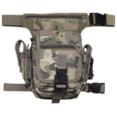 Hip bag with leg and belt fixation