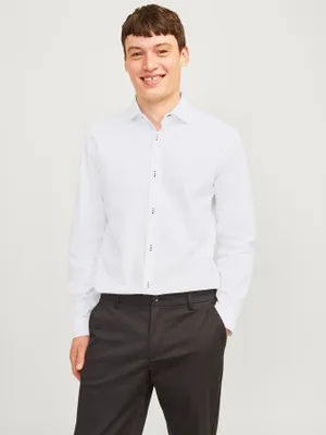 Slim fit skjorta med dobby-mönster