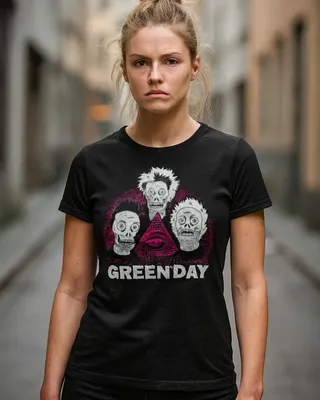 Green Day Skulls Girly Tee