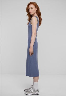 Midi dress in stretchy cotton with round neckline