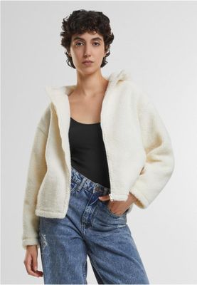 Women's short teddy jacket with hood