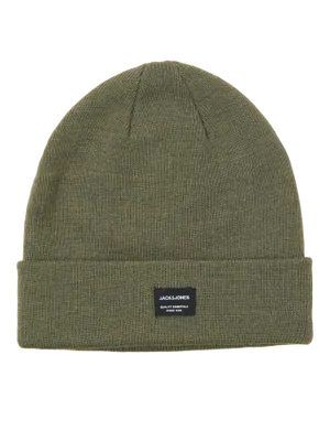 Olivgrön ribbstickad mössa Jack & Jones