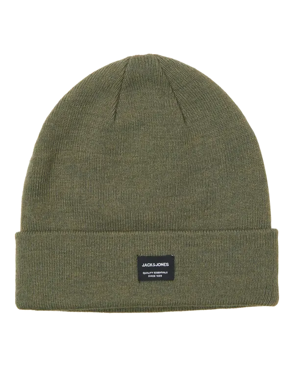 Olivgrön ribbstickad mössa Jack & Jones