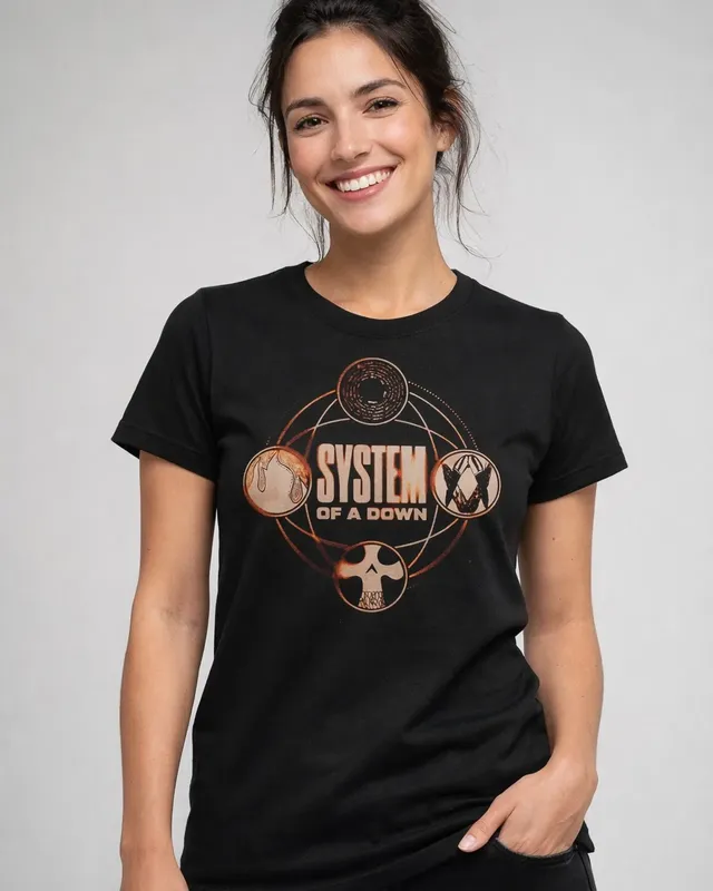 System of a Down Tech Circles T-shirt dam i svart