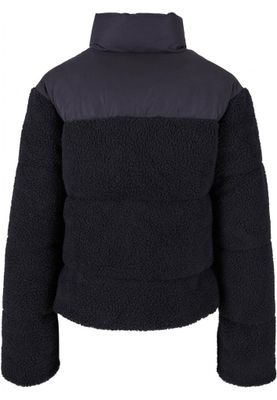 Short sherpa mix puffer jacket lady