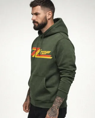 ZZ Top Misprint Logotype Huvtröja i olive