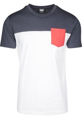 Trefärgad T-shirt med bröstficka
