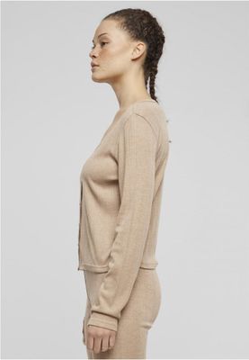 Women's ribbed cardigan with button closure