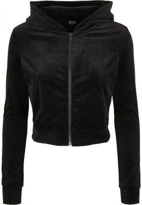 Ladies Short Velvet Zip Hoody