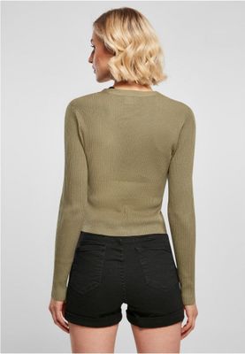 Ladies Short Rib Knit Cardigan