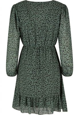 V-neck chiffon dress with leopard print