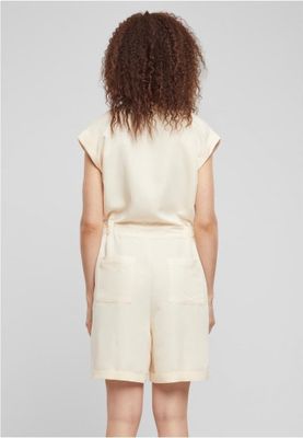 Short sleeve jumpsuit with shirt collar