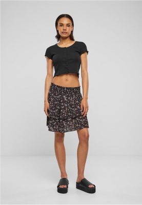 Short flounce skirt with floral pattern