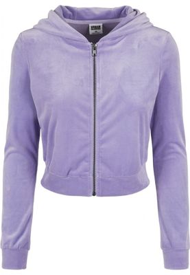 Ladies Short Velvet Zip Hoody