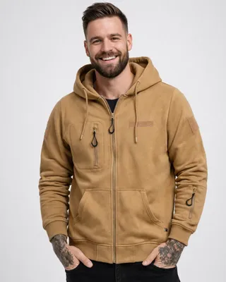 Tactical Sweat Jacket Huvtröja för herr - camel