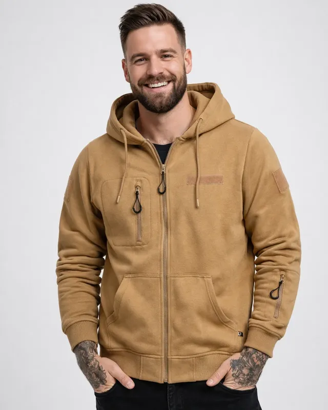Tactical Sweat Jacket Huvtröja för herr - camel