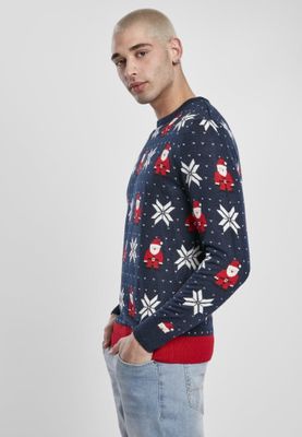 Blue fine knitted Christmas sweater men