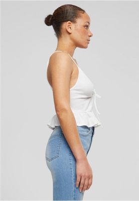 Spaghetti-strap peplum top with tie