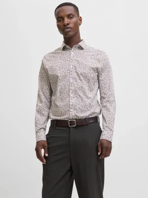 Slim fit poplin skjorta med långa ärmar