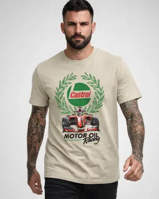 Castrol Motor Oil Racing T-shirt i khaki