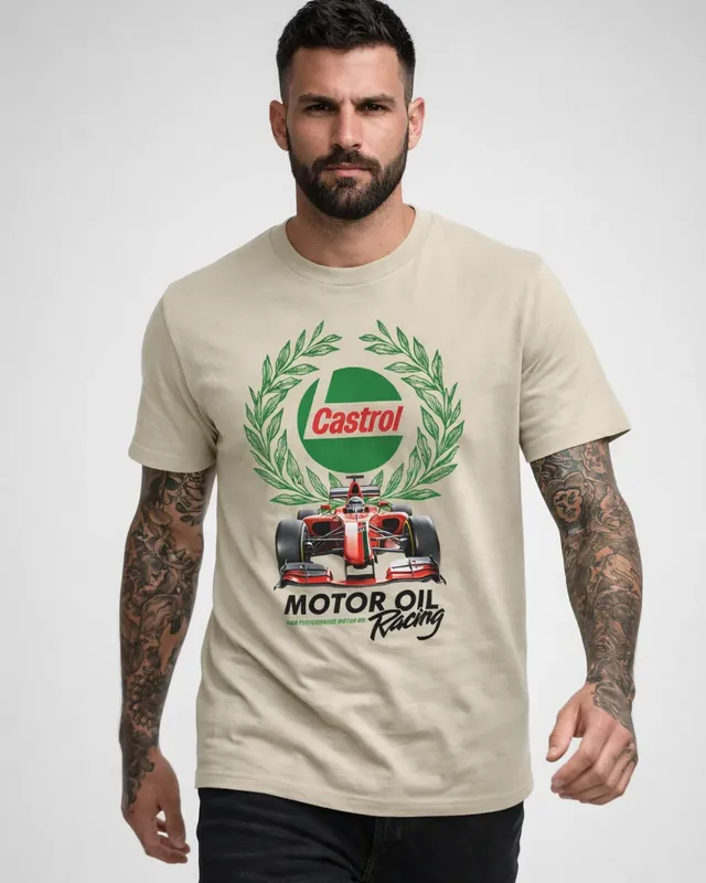 Castrol Motor Oil Racing T-shirt i khaki
