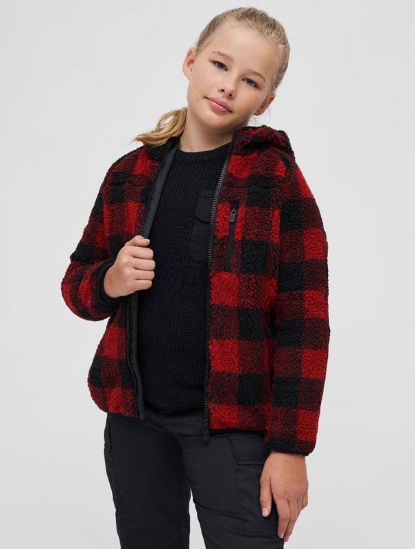 Teddy jacket checkered black/red - Child