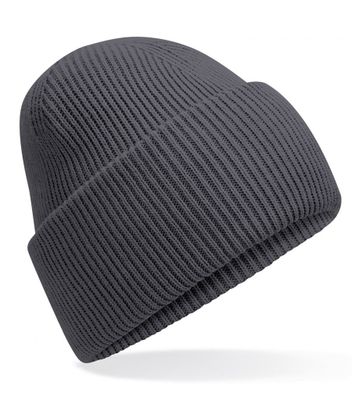 Klassisk strikbeanie med dyb skygge