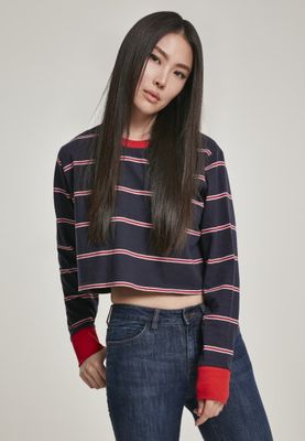 Short women's sweater with stripes