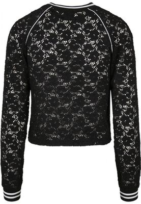Short sweatshirt in lace fabric