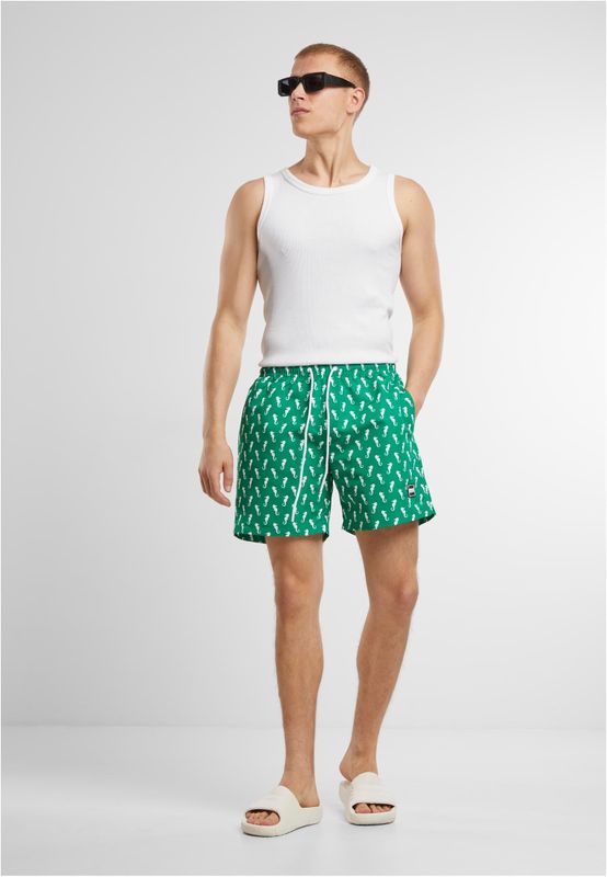 Pattern Swim Shorts Bright Green Seahorse