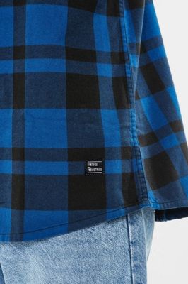 Blue herringbone flannel shirt men