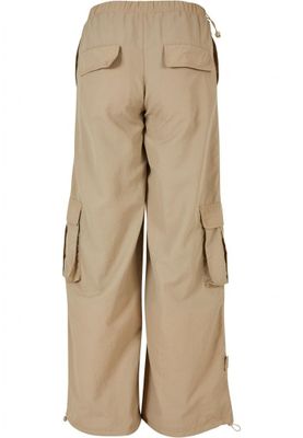 Wide nylon cargo pants for women