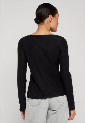 Blus för dam med knytning framtill – svart