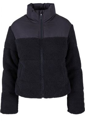 Short sherpa mix puffer jacket lady