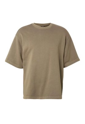 T-shirt för herr i bomullsfrotté – ljus olivgrön
