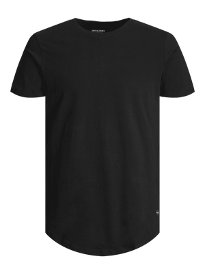 Sort længere t-shirt med rund kant