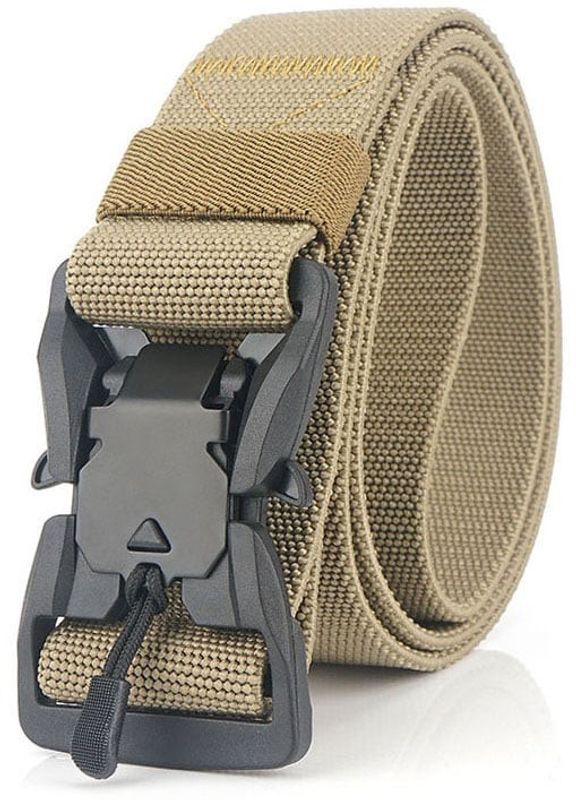 Magnetic belt with stretch khaki