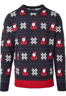 Blue fine knitted Christmas sweater men