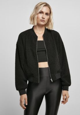 Ladies Oversized Sherpa Bomber Jacket